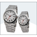 Montre d&#39;amant d&#39;acier inoxydable, montres de couple de quartz (15169)